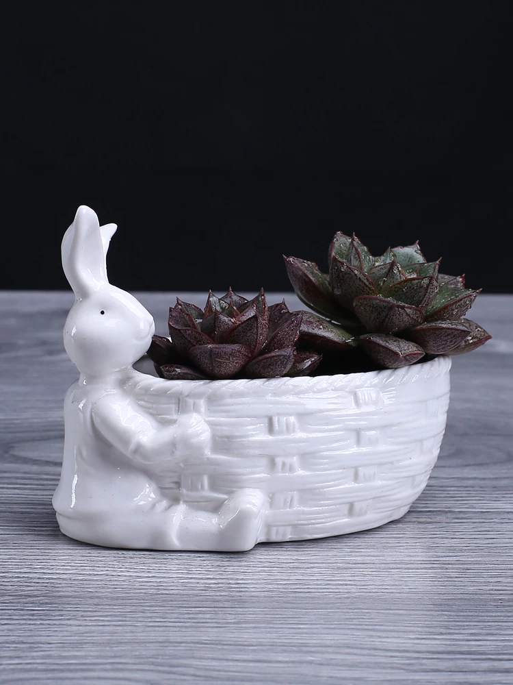 Милый кролик стиль мультфильм вазон для суккулентов керамический цветочный
