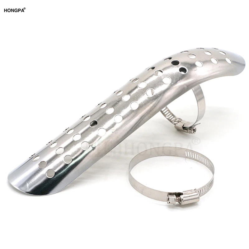 Черный/хром 27 см мотоциклетные изогнутые выхлопные трубы глушителя тепловой щит