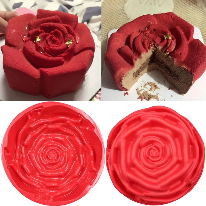 Big Rose Flower Baking Tray Silicone Cake Mold Form Large Bakery Dish Bakeware Toast Bread Mould | Дом и сад