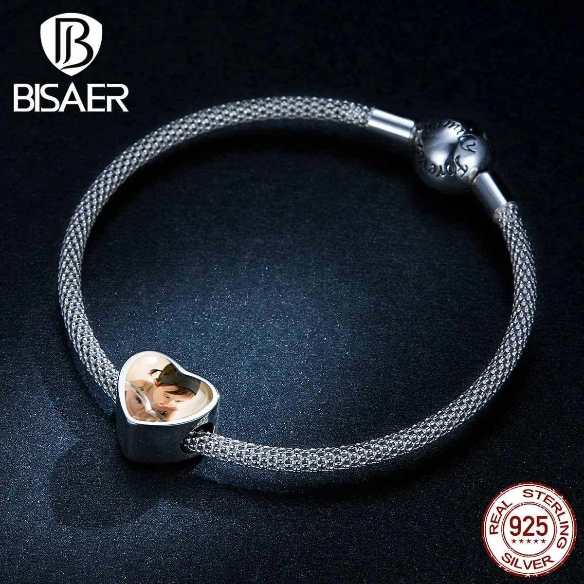 BISAER, сделай сам, талисманы, 925 пробы, серебро, любовь, друзья, милые, ПЭТ, бусины, талисманы, подходят для fot, браслеты, ожерелья, серебро, 925, ювелирное изделие EFC103
