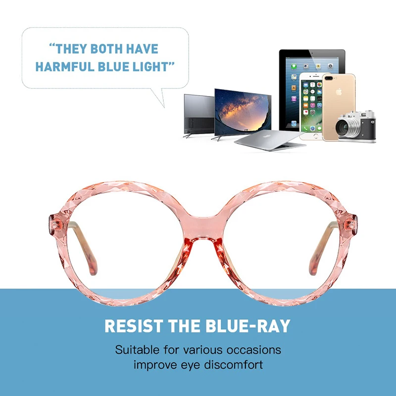 Женские круглые очки AOFLY голубые в оправе с бриллиантами оправа для оптических