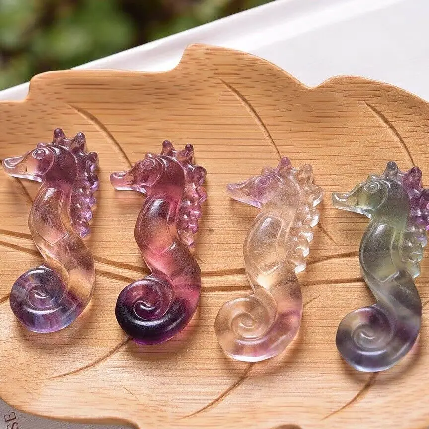 

Natural color fluorite carving seahorse