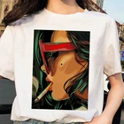 Новая женская белая футболка большого размера в стиле Харадзюку, привлекательная футболка с красивым принтом, летние повседневные Модные топы с коротким рукавом, футболка