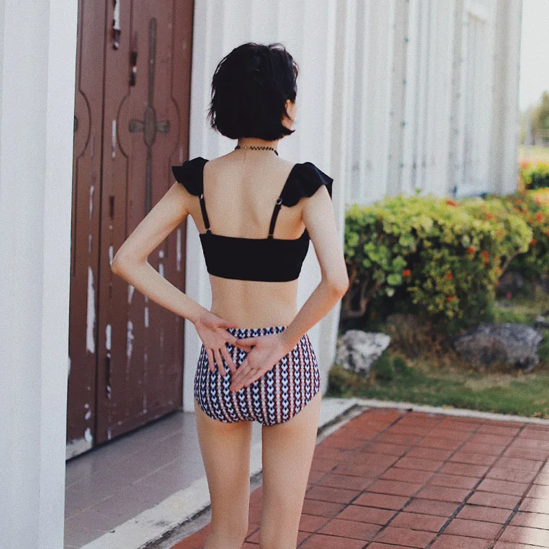 

Swimwear For Women Separate Bathing Suits Girls Swimsuit Deuce Two Piece Bikini Female Cute Black Bubble 2020 New Three