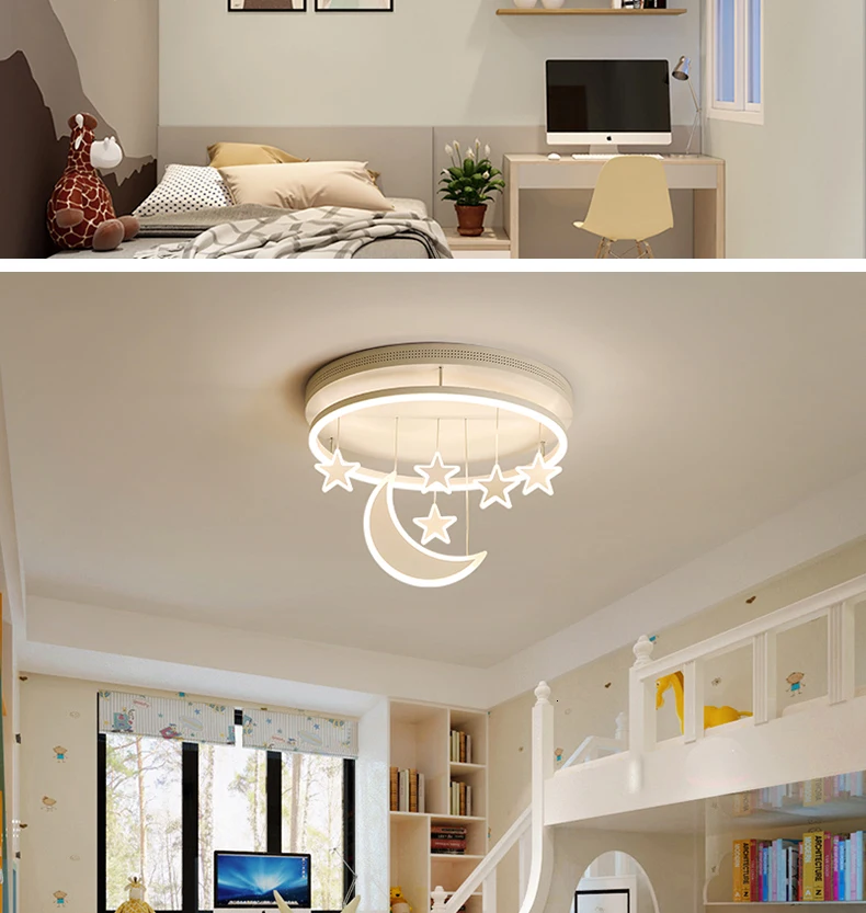 Chandelierrec, современный светодиодный потолочный светильник для детской комнаты, AC85~ 265 В, домашнее освещение, Светильники для детской спальни, потолочная лампа с Луной и звездой