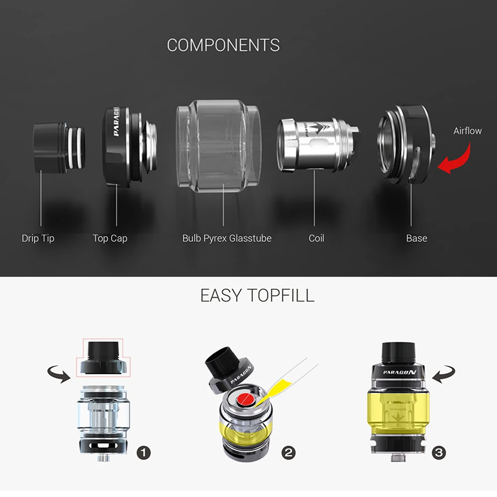 Оригинальный атомайзер VAPTIO PARAGON с 0 15 Ом 2 сетчатая полоса двойные испарители Paragon