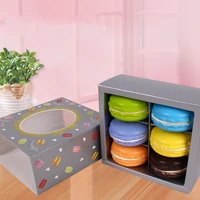 2021 new creative paper macaron boxes paper packaging box cookie containers for home dessert shop kraft paper with clear windows