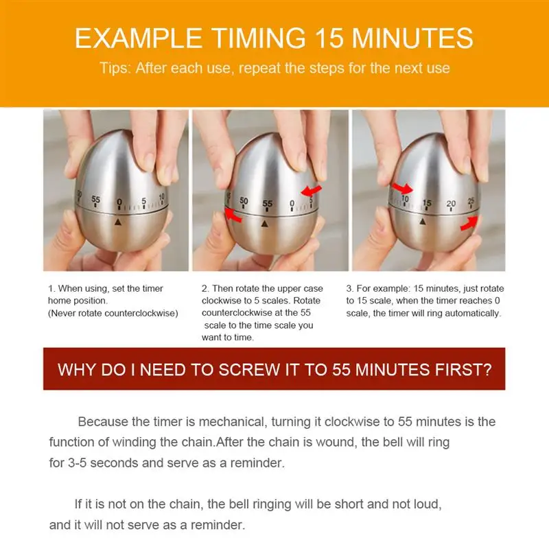 Механический кухонный таймер для игр на 60 минут|Кухонные таймеры| |
