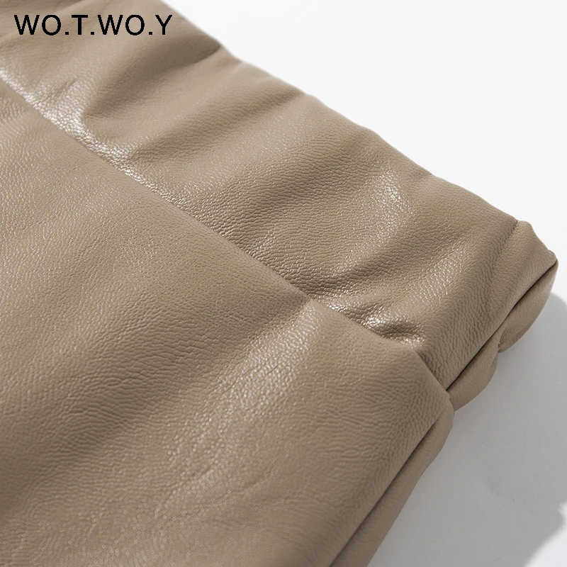Женские юбки до середины икры WOTOWY повседневные однотонные из искусственной кожи