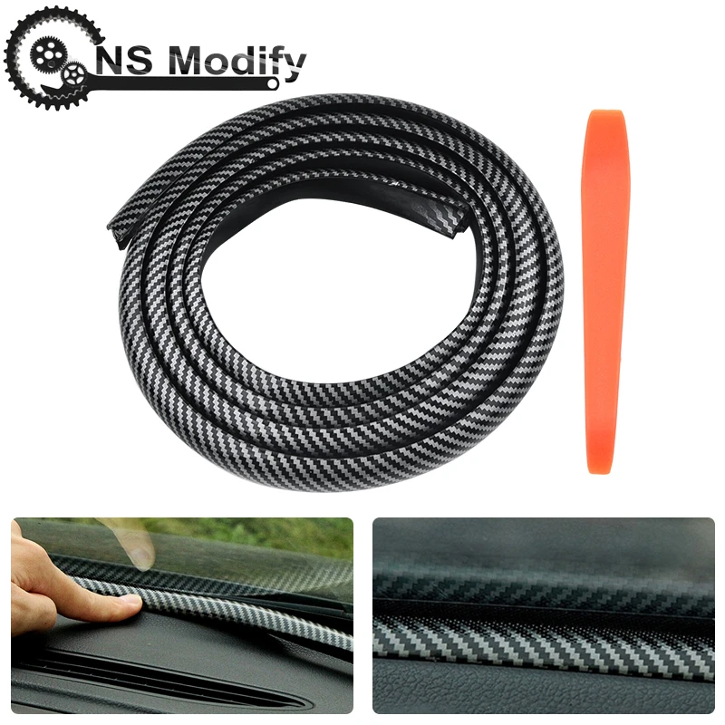 

NS Modify Car Dashboard Seal Universal Rubber Auto Dashboard Dustproof Sealing Strip Flexible Carbon Fiber Interior Accessories