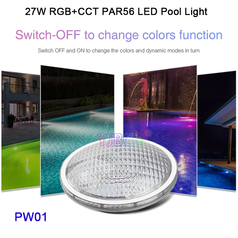 Miboxer PW01 27W PAR56 Светодиодный светильник для бассейна RGB + CCT подводный AC12V/DC12 24V IP68FUT086 8