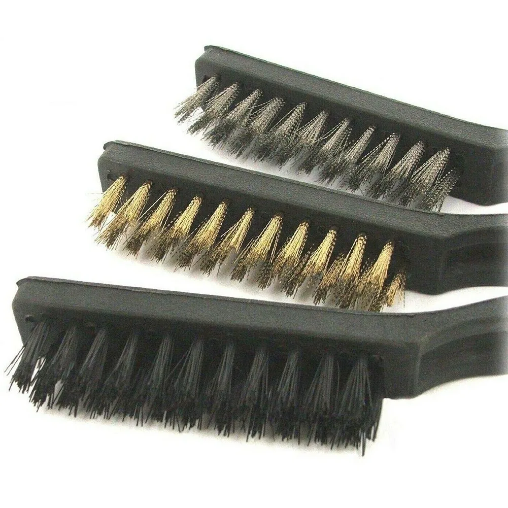 

3PC Wire Brush Hand Set Rust Removal Nylon Steel Brushes Brass Clean Surface
