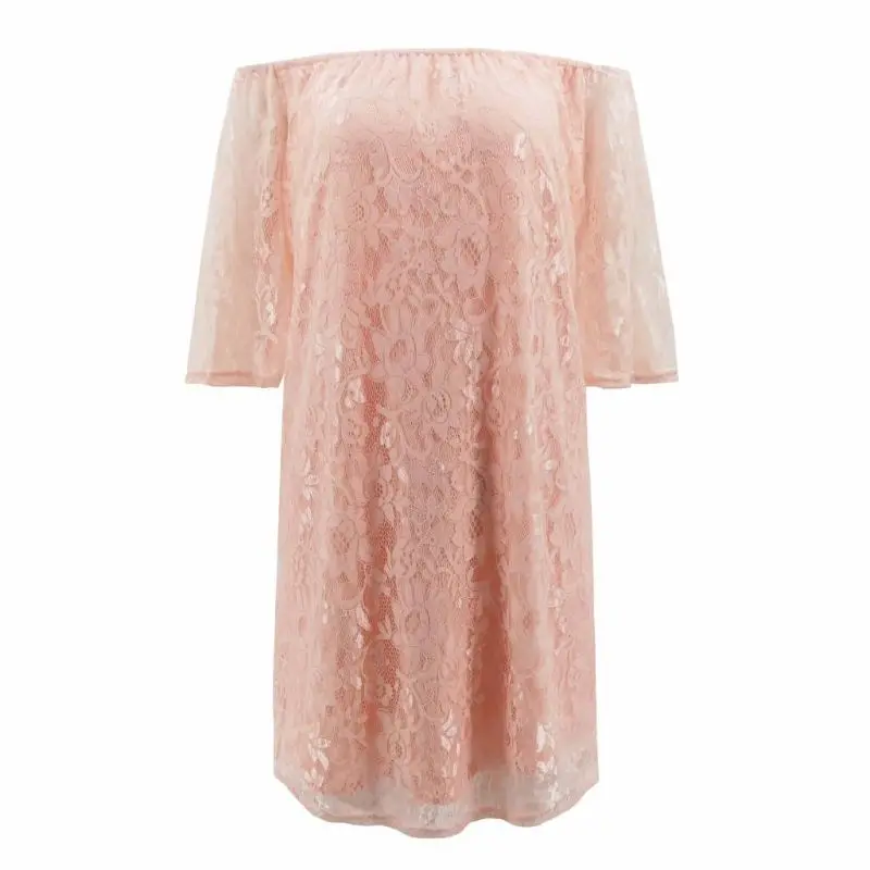 

2019 Women Lace Floral Off Shoulder Loose Summer Beach Party Ladies Mini Dress BX0A