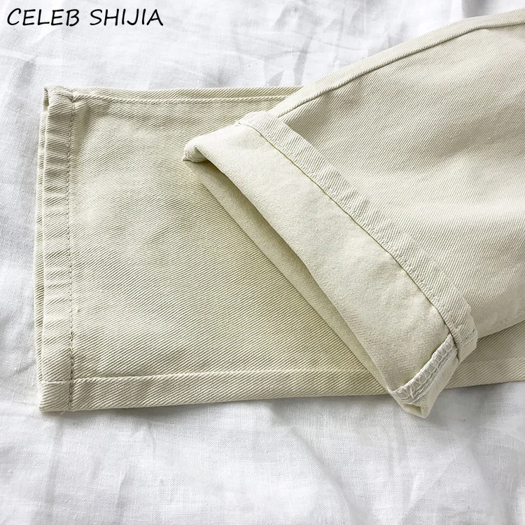

SHIJIA 2021 Apricot High Waist Denim Jeans Woman Loose Straight Leg Pant Female Clothes Street Pantalones Mujer Spring Jeans Mom