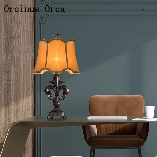 American retro resin carving desk lamp living room study bedroom bedside luxury classic LED | Лампы и освещение