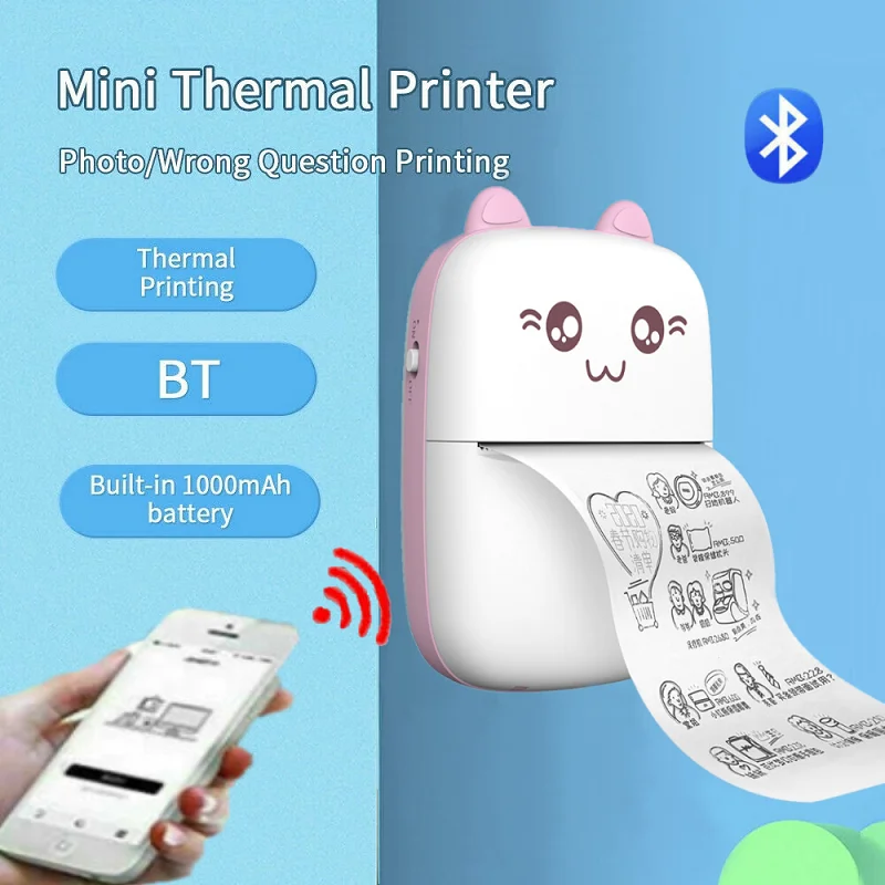 

Pocket Printer Portable Thermal Printing Machine Bluetooth Mini Photo Picture Lable Office Home Mobile Android iOS Phone 58mm