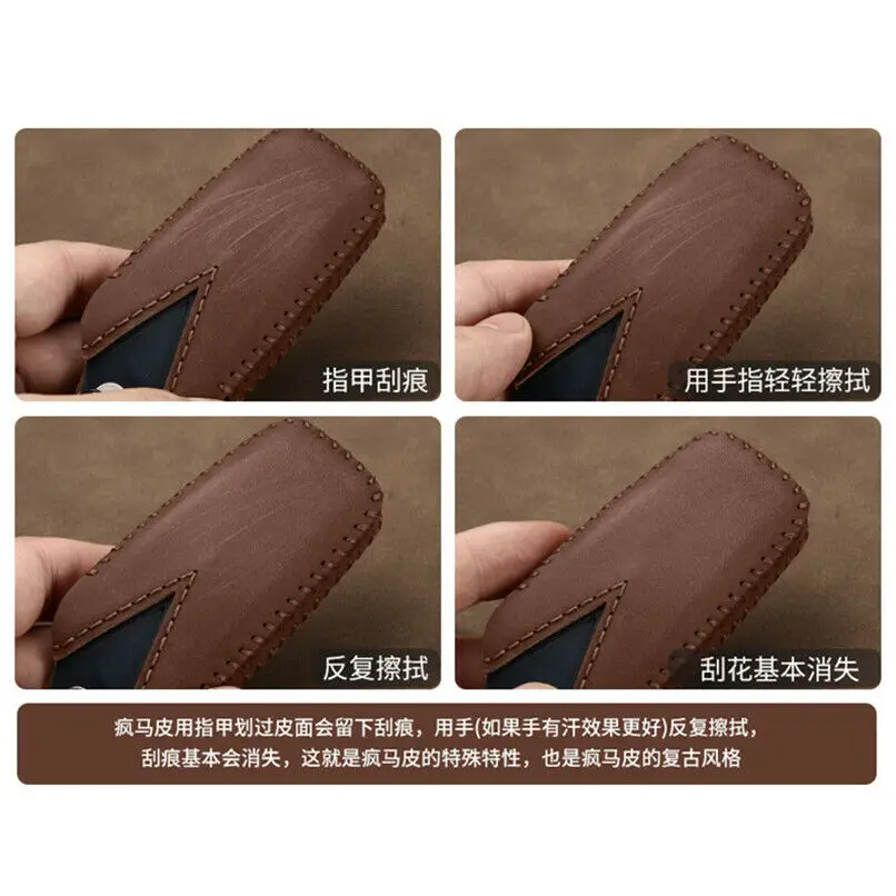 

1Pcs 3 Buttons Leather Car Smart Key Case Holder Cover Case With Keychain For Ford Mondeo 2014-2018