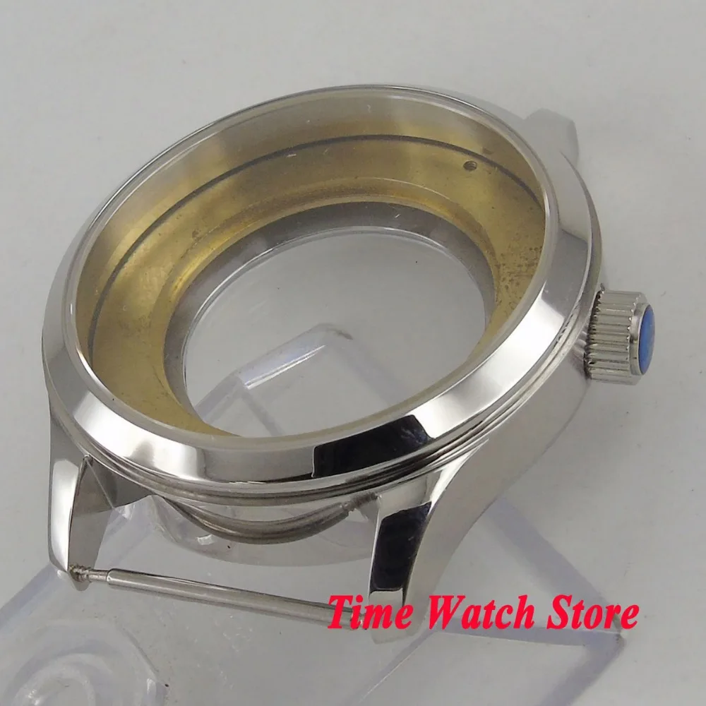 

42mm watch case polished 316L Stainless Steel sapphire crystal fit ETA 2836 Miyota 8215 movement