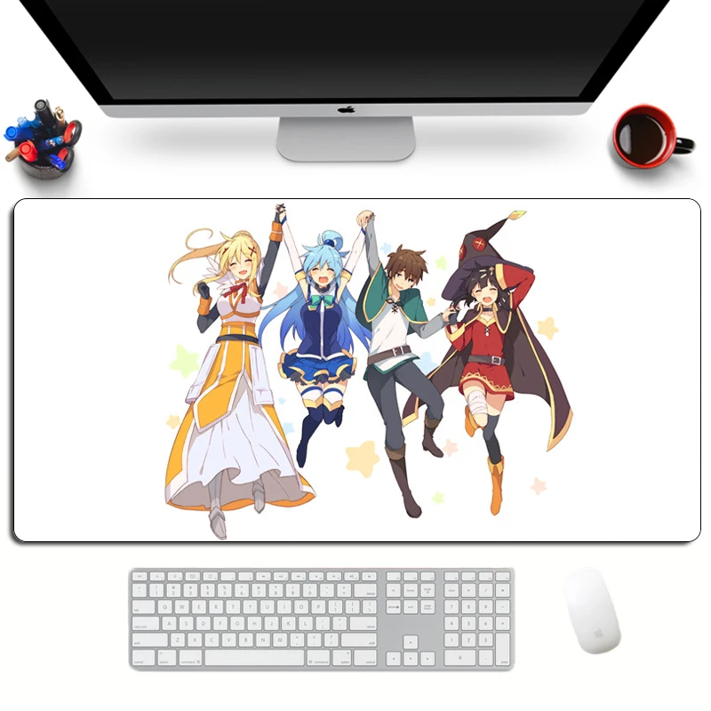 Большой коврик для мыши с аниме Konosuba мультяшный XL клавиатуры Otaku игровой милой