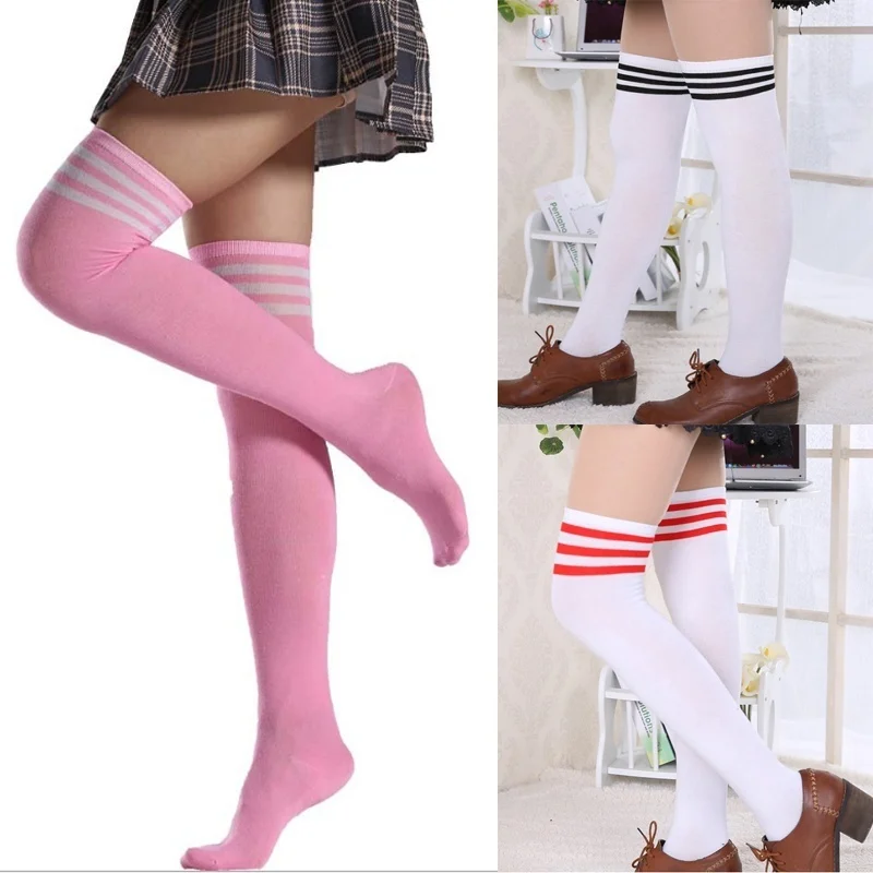 Long Sock Stockings for Winter Boots Women Long Striped Stockings Warm Thigh High Socks Girls Knee High Socks 2020