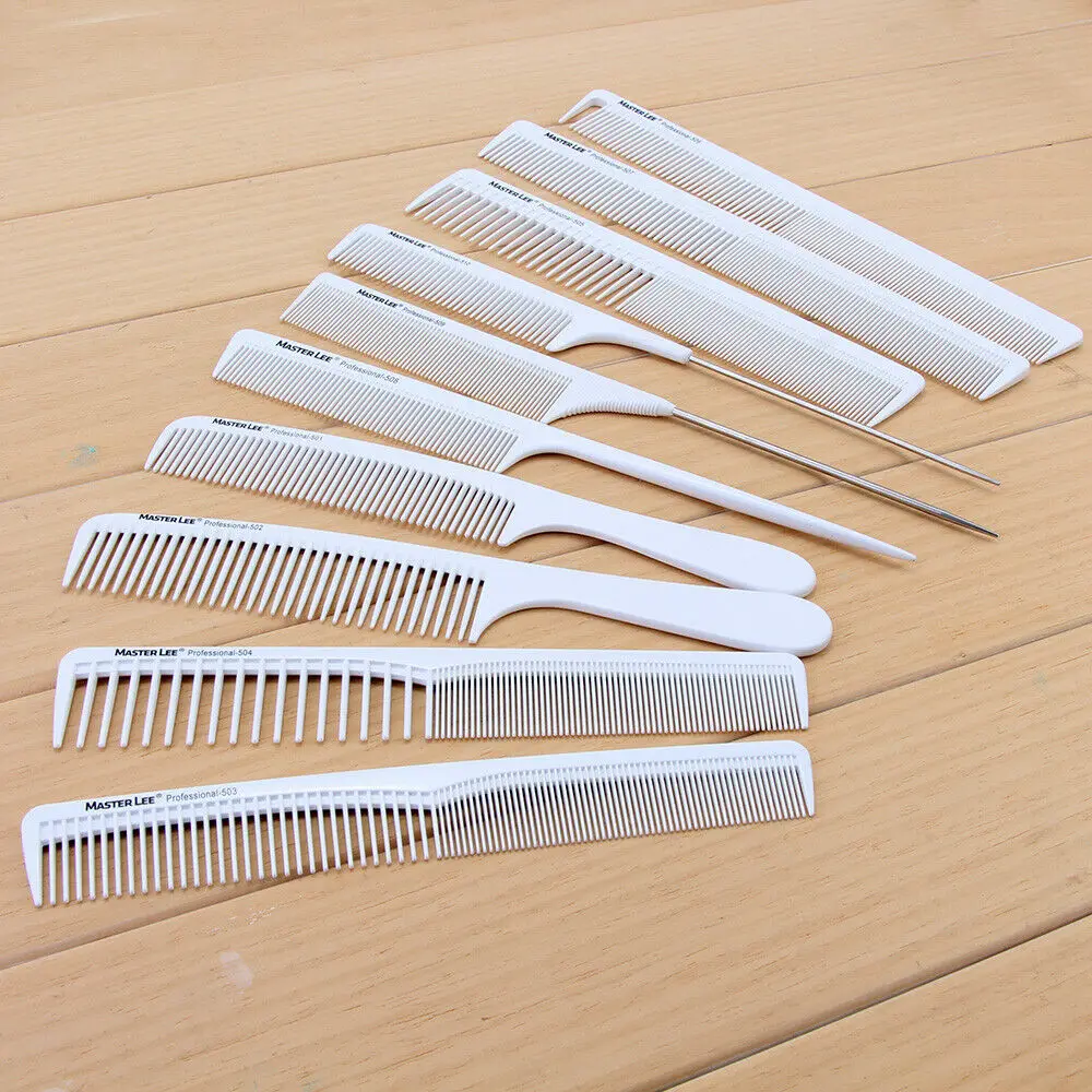 

10pcs/Set White Professional Hairdressing Comb Tangled Straight Hair Brushes Barbers Hair Styling Tools Kits Hair Care