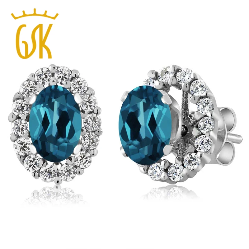 Женские серьги-пусеты GemStoneKing овальные серьги из стерлингового серебра 925 пробы с