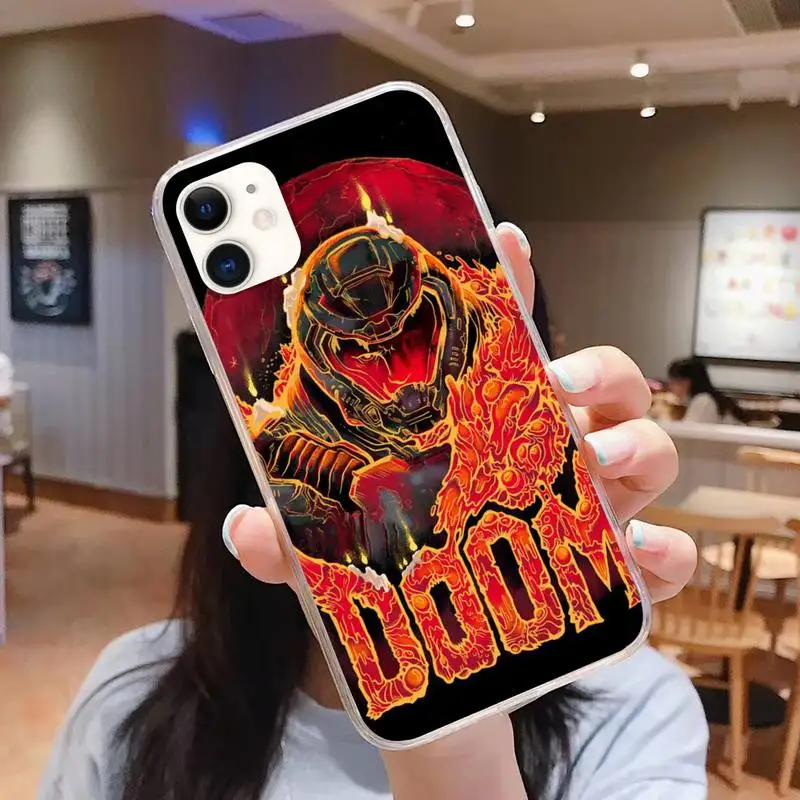 

skull game Doom Luxury Unique Phone Case For iphone 5s 6 7 8 11 12 plus xsmax xr pro mini se Transparent Cover Fundas Coque