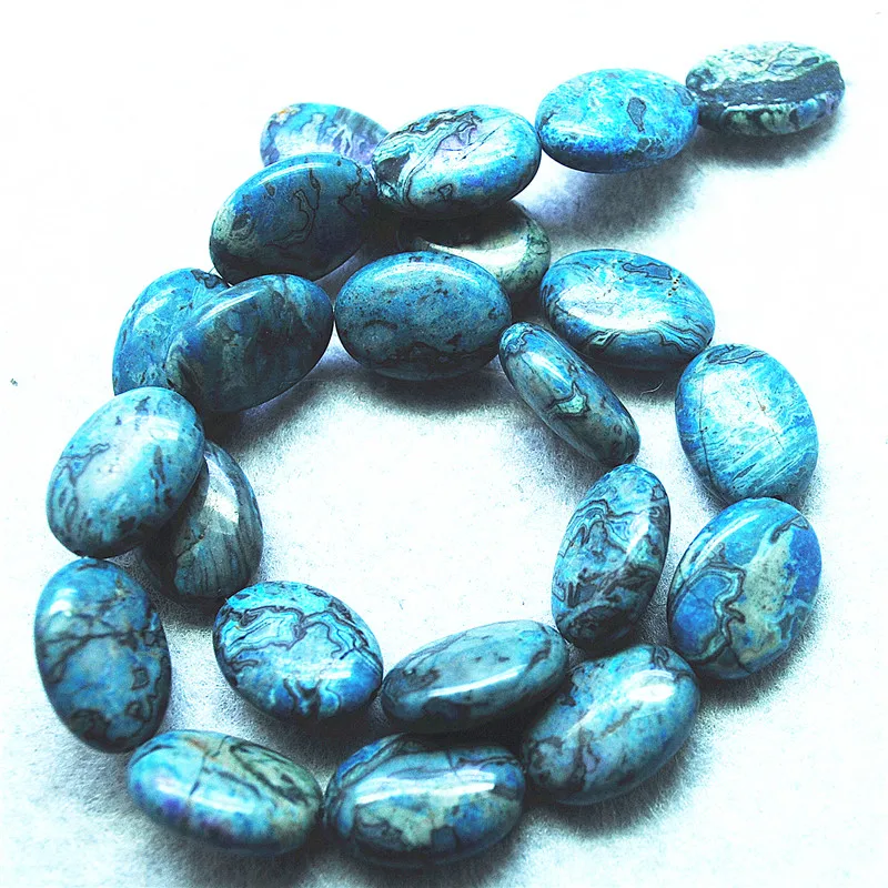 

22PCS Nature Blue Jasper String Oval Shape 13X18MM Natural Semi Precious Stone Beads Accessories DIY Jewelry Findings Parts