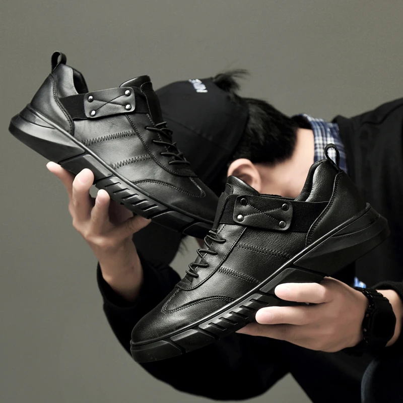 Мужские кожаные лоферы черные повседневные кроссовки из мягкой коровьей кожи 2020