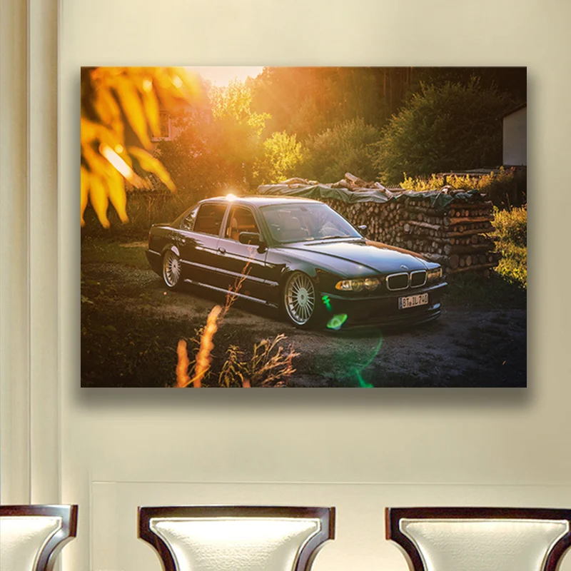 

BMWs 7 E38 Classic Old Car Luxury Car Home Office Painting Poster Canvas Painting Decorative Painting Print Frame