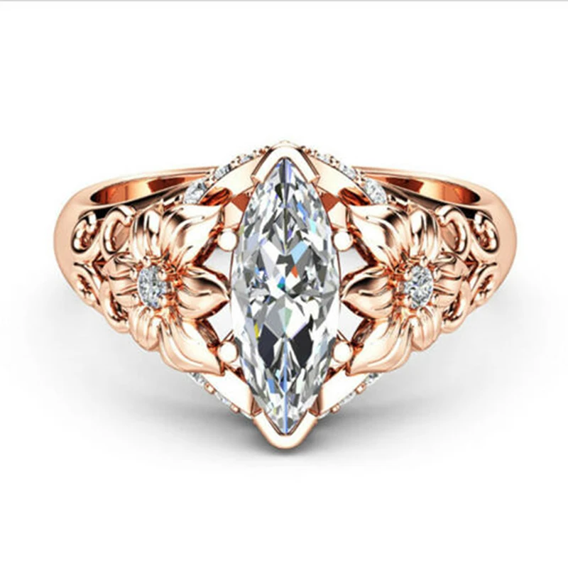 Классическое кольцо солитер с маркизой из кубического циркония в оправе на коктейльные вечеринки для женщин и девочек размером 6-10.