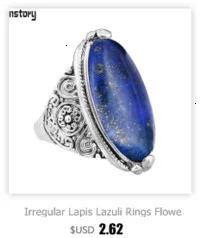 Oval Lapis Lazuli Stainless Steel Rings Natural Stone Leaf Plant Vintage Fashion Jewelry TR730