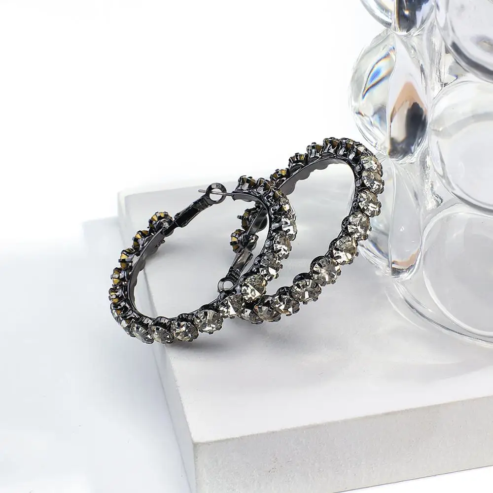 

AENSOA New Trendy Full Crystal Rhinestone Hoop Earrings for Women 2020 Circle Round Statement Earrings Pendientes Jewelry Gift