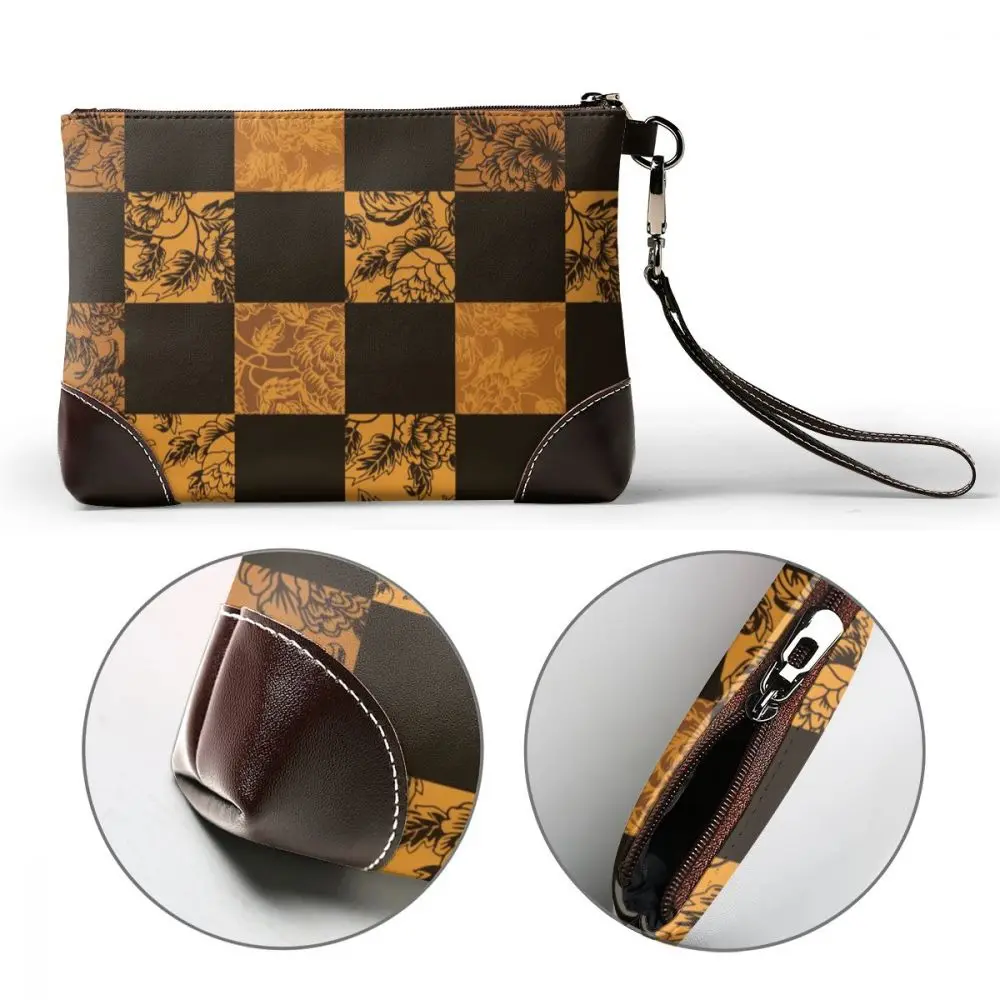 

New Plaid Print Women Day Clutches Female Envelope Bag For Phone Cowhide Leather Business Clutch Bolsas Masculina Sac Homme