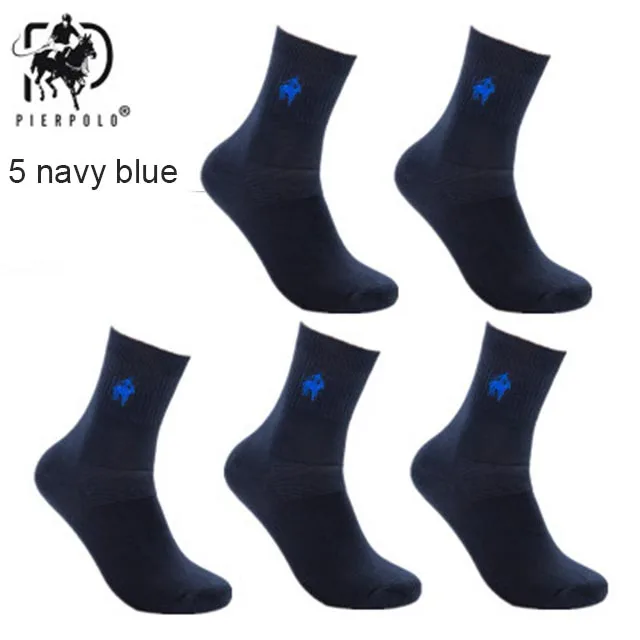 5 navy blue 5 пар/лот пирполо фирменные мужские носки Meias мужские зимние теплые носки хлопок вышивка Высокое качество Мужская одежда носки для подарков - Цвет: 5 navy blue