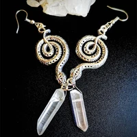 vintage snake earrings transparent quartz stone gothic punk jewelry witches pagans stylish ladies party gifts