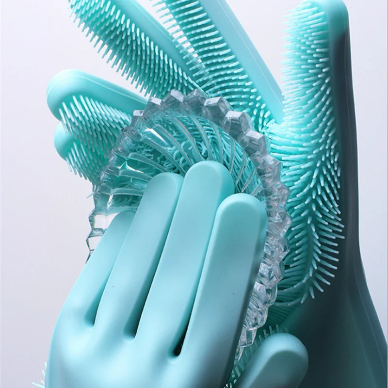 1 Pair Magic Silicone Dishwashing Scrubber Dish Washing Sponge Rubber Scrub Gloves Kitchen Cleaning | Дом и сад