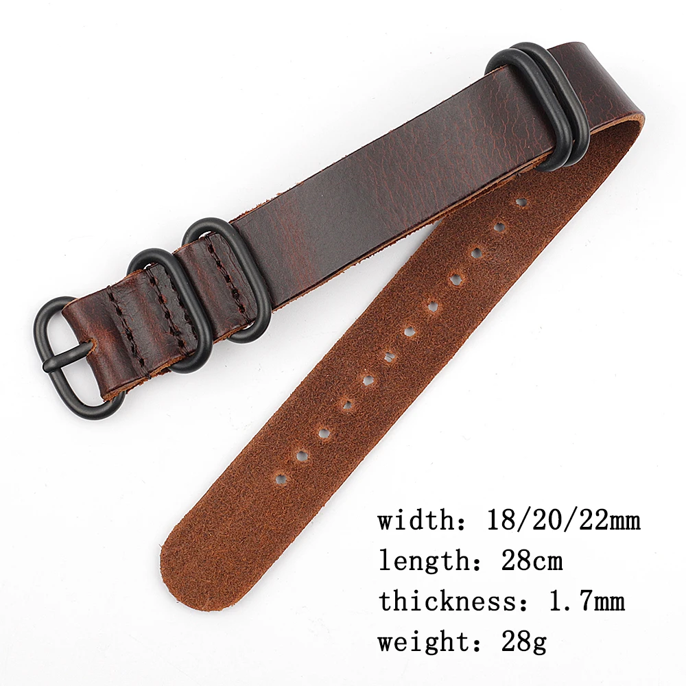 Onthelevel Leather Long Strap 20mm 22mm Long Watch Band Black Buckle Burst Crack Pattern Handmade Watch Accessories #D