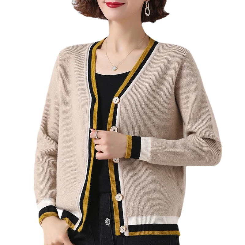 

Women New 2021 Spring Autumn V-Neck Knitted Casual Sweaters Cardigans Lady Full Sleeve Cardigan Outerwear Tops for Female C245