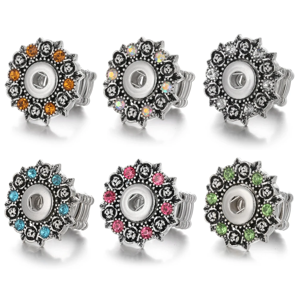 Регулируемые кристаллические мини кольца с цветком розы 12 мм|Кольца| |