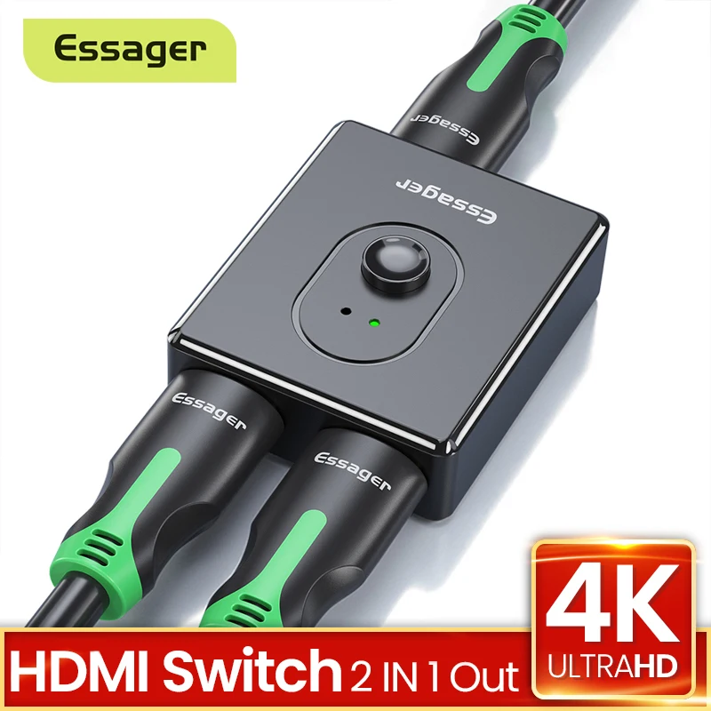 Разветвитель HDMI Essager HD 4K 1x 2/2x1 адаптер HDMI переключатель коннектор 2 в 1 выход преобразователь HDMI переключатель для PS4 Xbox TV BOX ноутбука