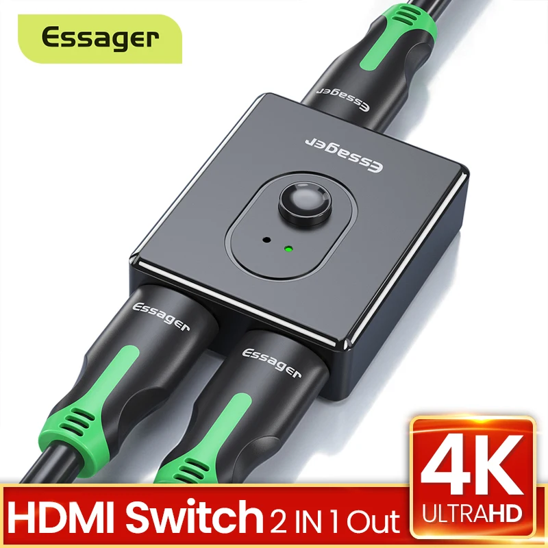 Разветвитель HDMI Essager HD 4K 1x 2/2x1 адаптер переключатель коннектор 2 в 1 выход