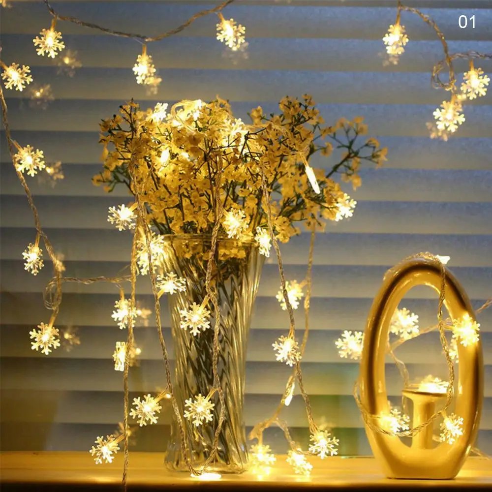 

3M 20 Lights Christmas Snowflake Lights String Battery Operated Xmas Tree Decoration Light Home Wedding Decor Gift
