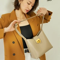 luxury leather handbags 2021 new shoulder bag bucket big bag cowhide diagonal bag street fashion lady bag
