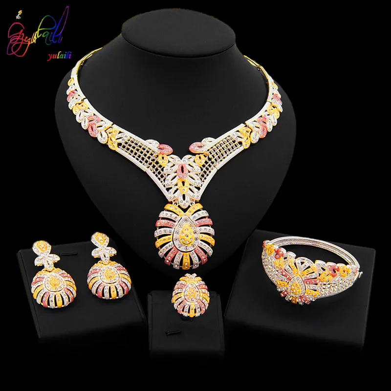 Yulaili новые роскошные Дубай ювелирные наборы Африканское ожерелье с подвеской из