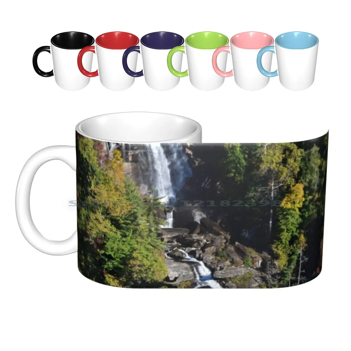 

Whitewater Falls Mountain Waterfall Ceramic Mugs Coffee Cups Milk Tea Mug Mountain Mountain Blue Ridge River Waterfall