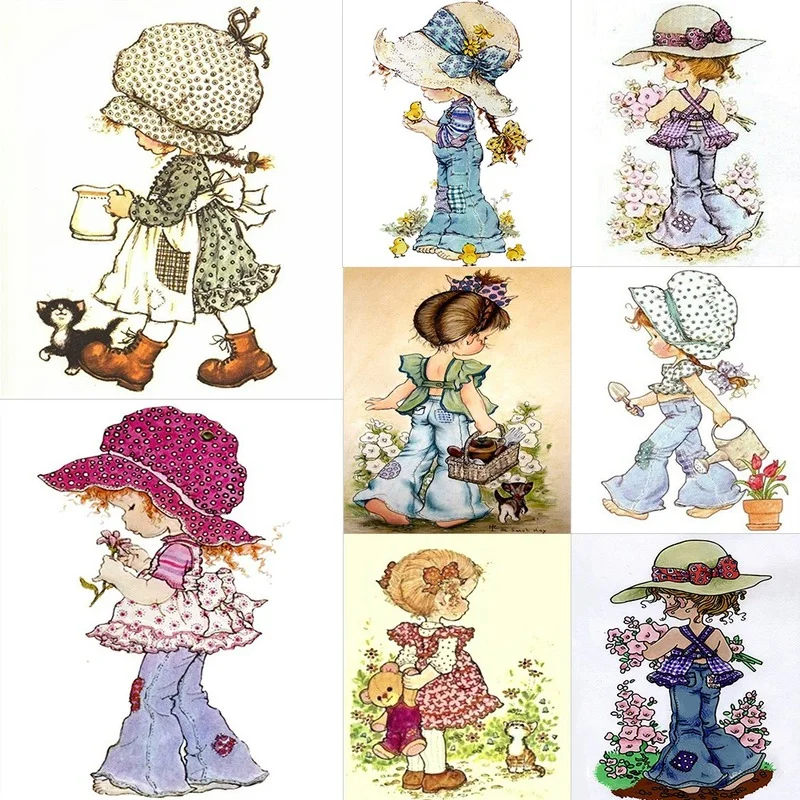 

DIY Diamond Painting Spring Outing Little Girl Series Full Round Drill Diamond Embroidery Cross Stitch Home Decoration Gift