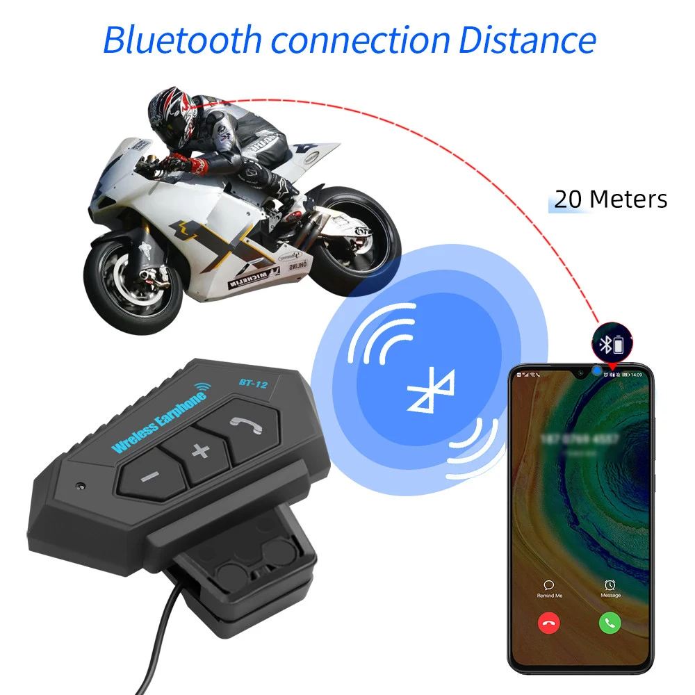 Bluetooth-гарнитура BT12 мотоциклетная Водонепроницаемая с поддержкой громкой связи |