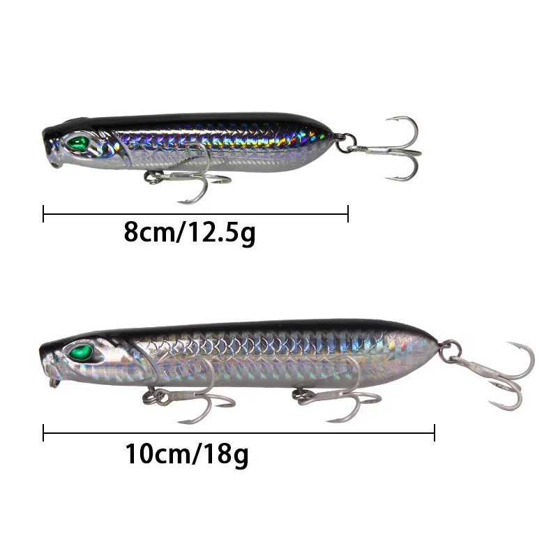 

Crazy Pencil Popper Fishing Lures 10cm 18g Top Water Long Casting Wobblers Artificial Hard Bait For Bass Pike Pesca