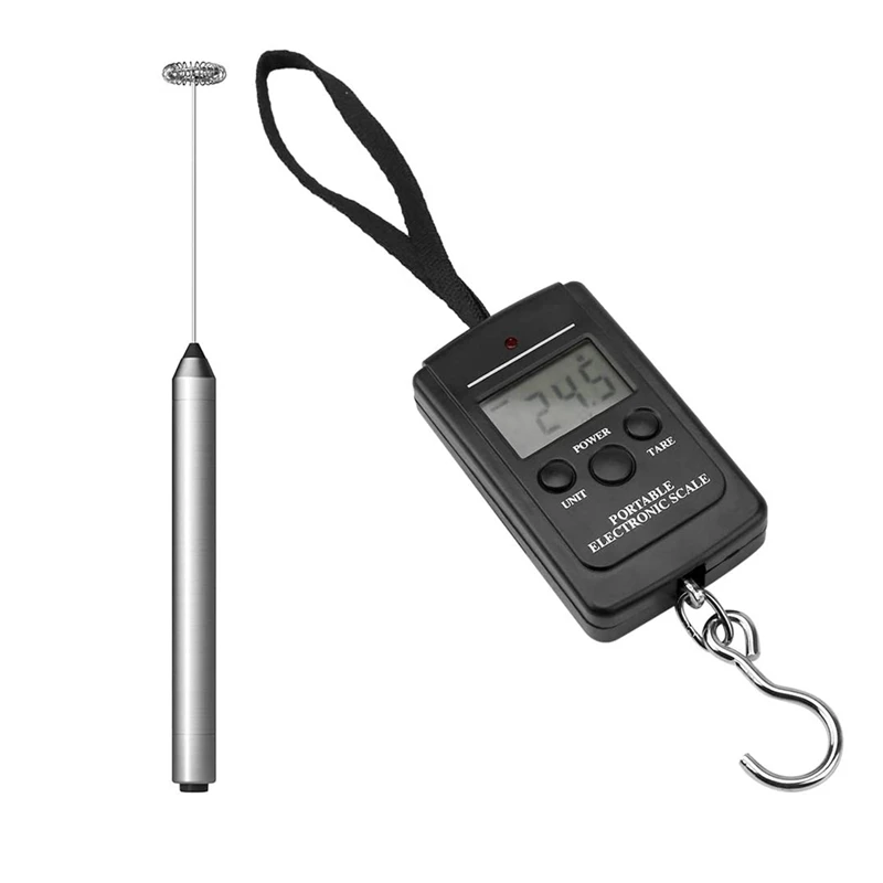 

Milk Frother Battery Operated Mixer Electric Foam Maker With 40KG Hanging Scale Digital Scale Electronic Luggage Scale